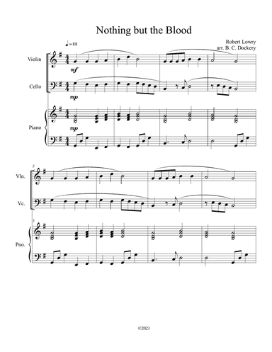 Nothing but the Blood (violin and cello duet) with optional piano accompaniment