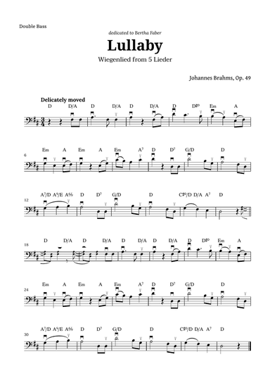 Wiegenlied (lullaby) by Brahms for Double Bass and Chords