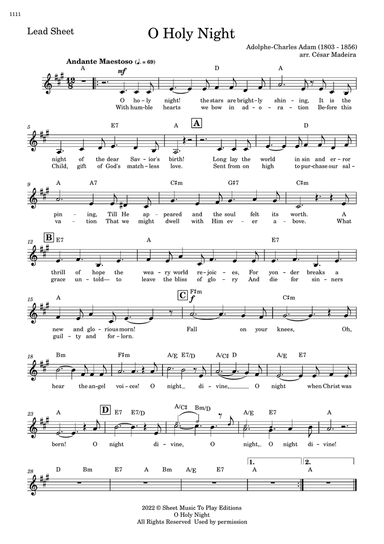 O Holy Night - Lead Sheet - A Major