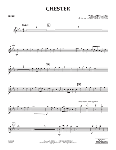 Chester (arr. Michael Sweeney) - Flute