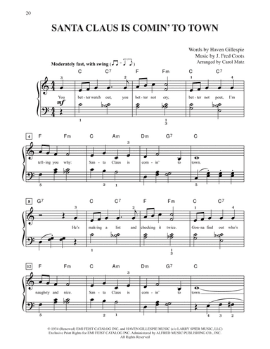 Santa Claus Is Comin' To Town (arr. Carol Matz)