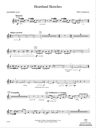 Heartland Sketches: (wp) 2nd Horn in E-flat