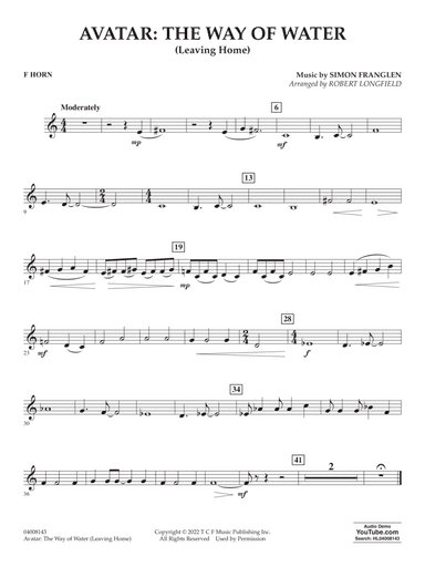 Avatar: The Way Of Water (arr. Robert Longfield) - F Horn