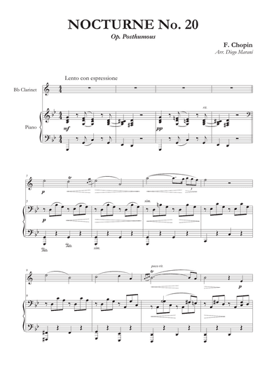 Nocturne No. 20 for Clarinet and Piano