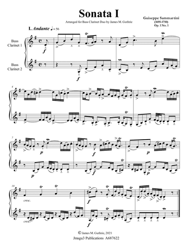 Sammartini: Sonata Op. 1 No. 1 for Bass Clarinet Duo