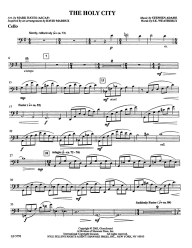 The Holy City (arr. Mark Hayes) - Cello