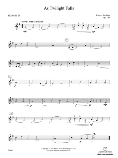 As Twilight Falls: (wp) 1st Horn in E-flat