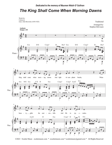 The King Shall Come When Morning Dawns (Unison choir)