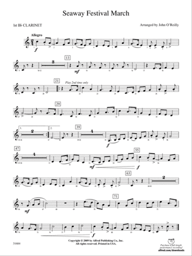 Seaway Festival March: 1st B-flat Clarinet