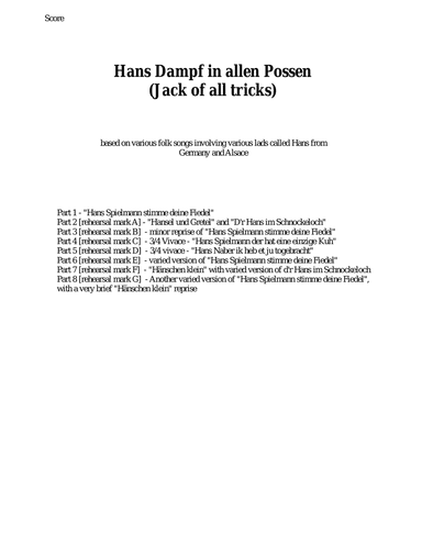 Hans Dampf in allen Possen (Jack of all tricks) for wind trio (oboe, clarinet, bassoon)