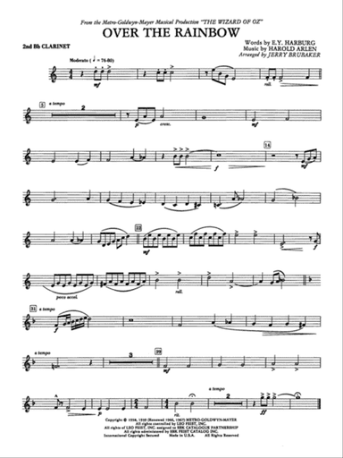 Over the Rainbow: 2nd B-flat Clarinet