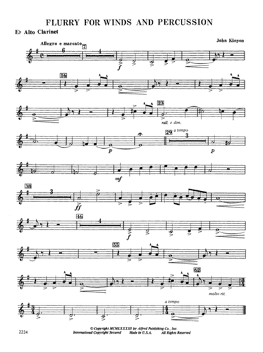 Flurry for Winds and Percussion: E-flat Alto Clarinet