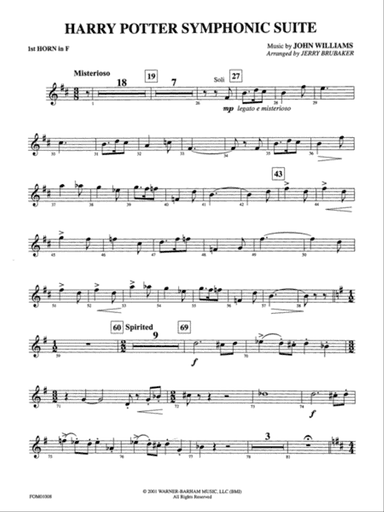 Harry Potter Symphonic Suite: 1st F Horn