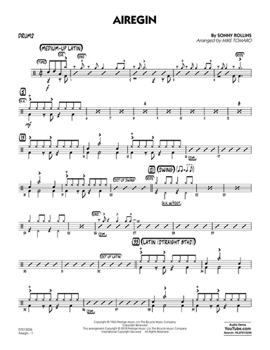 Airegin (arr. Mike Tomaro) - Drums