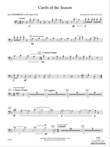 Carols of the Season: (wp) 2nd B-flat Trombone B.C.