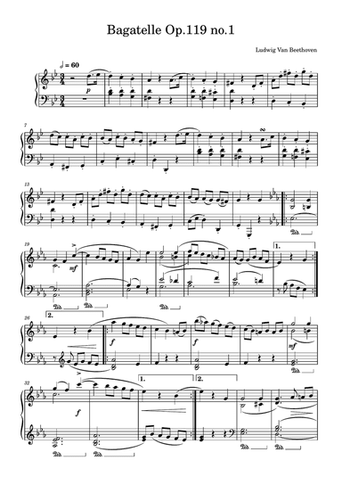 Bagatelle In G Minor, Op. 119, No. 1