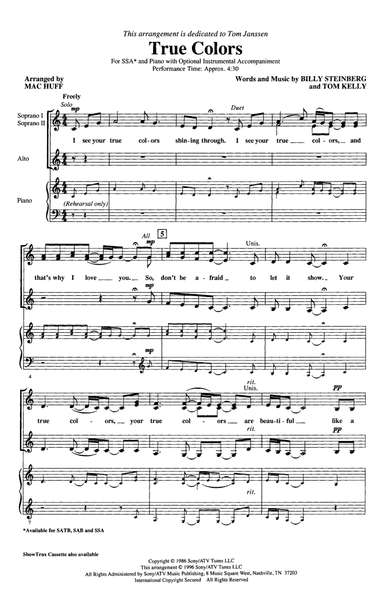 True Colors (arr. Mac Huff)