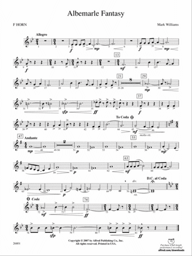 Albemarle Fantasy: 1st F Horn