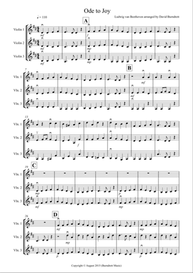 Ode to Joy for Violin Trio