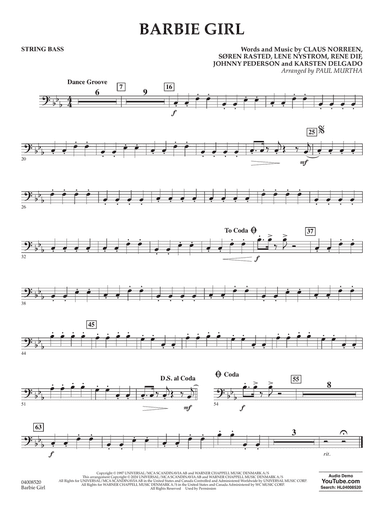 Barbie Girl (arr. Paul Murtha) - String Bass