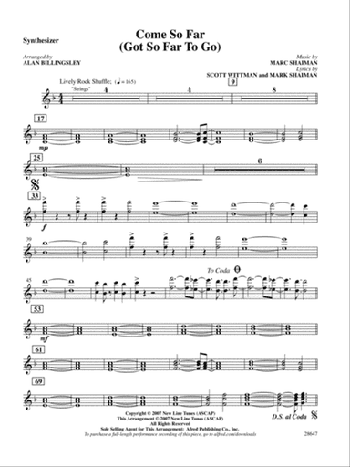 Come So Far (Got So Far to Go) (from Hairspray): Synthesizer
