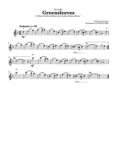 Greensleeves for Violin