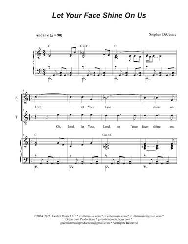 Let Your Face Shine On Us (2-part choir - (Soprano and Tenor)