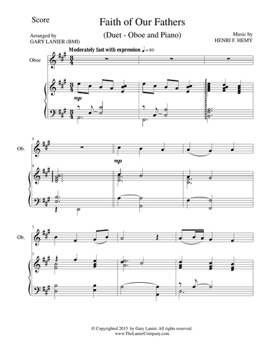 FAITH OF OUR FATHERS (Duet – Oboe and Piano/Score and Parts)