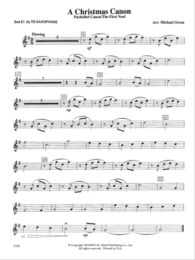 A Christmas Canon (Pachelbel Canon / The First Noel): 2nd E-flat Alto Saxophone