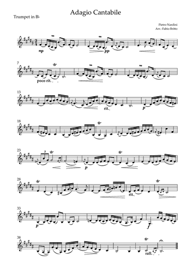 Adagio Cantabile (P. Nardini) for Trumpet in Bb Solo