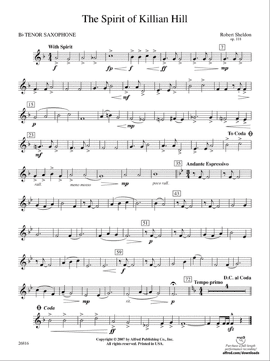 The Spirit of Killian Hill: B-flat Tenor Saxophone