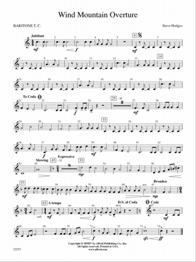 Wind Mountain Overture: Baritone T.C.