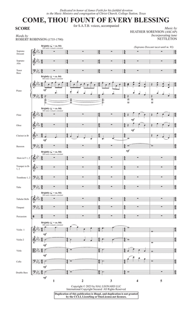 Come, Thou Fount Of Every Blessing - Conductor Score (Full Score)