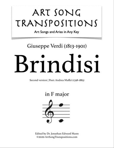 VERDI: Brindisi (second version, transposed to F major)
