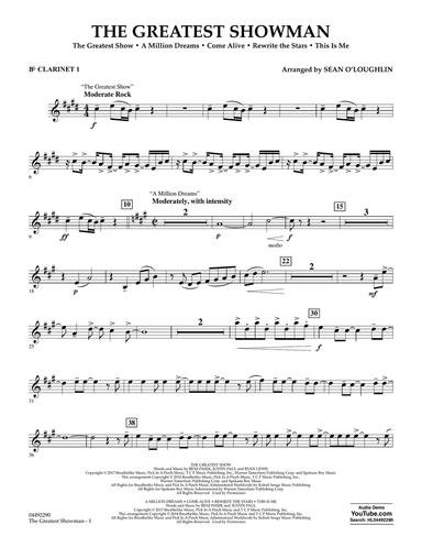 The Greatest Showman - Bb Clarinet 1