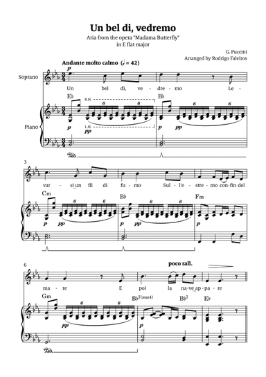 Un Bel Di Vedremo (from Madama Butterfly) - for Soprano - in Eb major