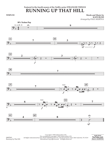 Running Up That Hill (from Stranger Things) (arr. Paul Murtha) - Timpani