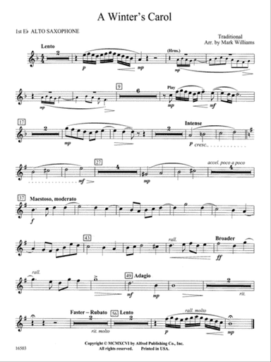 A Winter's Carol: E-flat Alto Saxophone