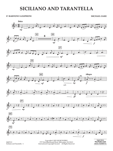 Siciliano and Tarantella - Eb Baritone Saxophone