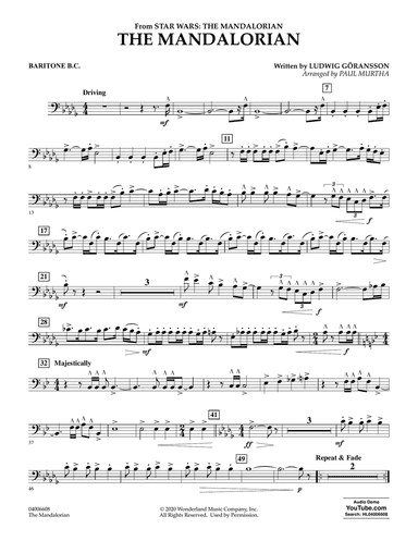 The Mandalorian (from Star Wars: The Mandalorian) (arr. Paul Murtha) - Baritone B.C.