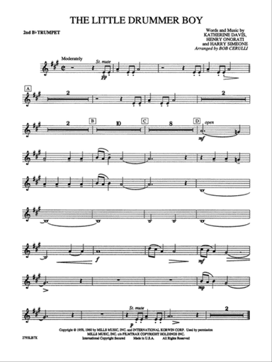 The Little Drummer Boy: 2nd B-flat Trumpet