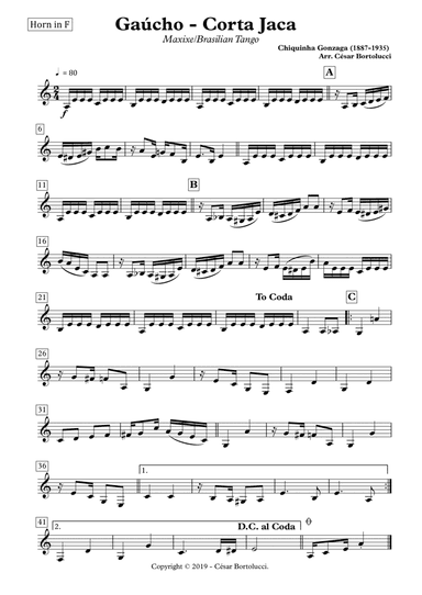 Corta Jaca ou Gaúcho - Horn and Piano
