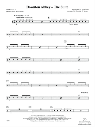 Downton Abbey -- The Suite: 1st Percussion