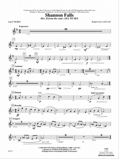 Shannon Falls (Movement 2 from Sea to Sky): 2nd F Horn