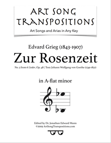 GRIEG: Zur Rosenzeit, Op. 48 no. 5 (transposed to A-flat minor)