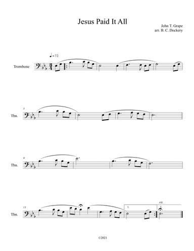 Jesus Paid It All (Trombone Solo)