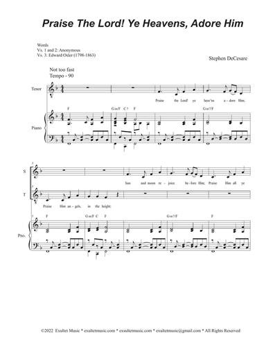 Praise The Lord! Ye Heavens, Adore Him (2-part choir - (Soprano and Tenor)