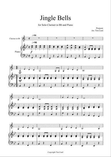 Jingle Bells for Solo Clarinet in Bb and Piano