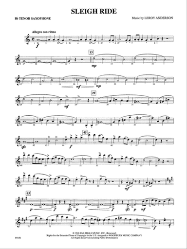 Sleigh Ride: B-flat Tenor Saxophone