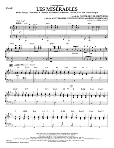 Selections from Les Misérables (arr. Larry Moore) - Piano
